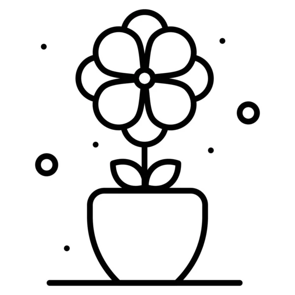 Квітка Подарунок Весна Значок Контурному Стилі — стоковий вектор