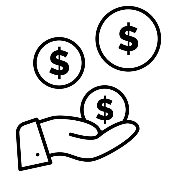 Dollar Fintech Hand Icon Outline Style — Stock Vector