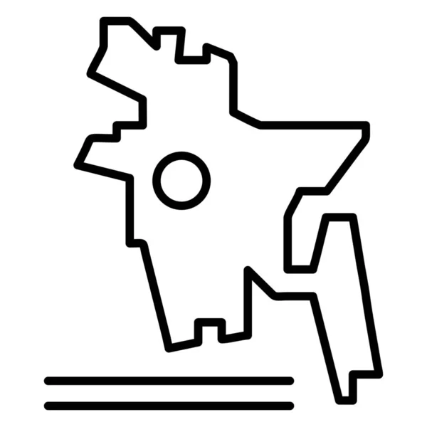 Bangladesh Mapa Del País Icono Estilo Esquema — Vector de stock