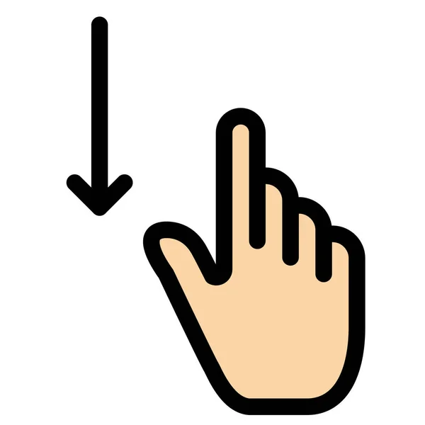 Κάτω Εικονίδιο Χειρονομία Δάχτυλο Στυλ Γεμάτο Περίγραμμα — Διανυσματικό Αρχείο