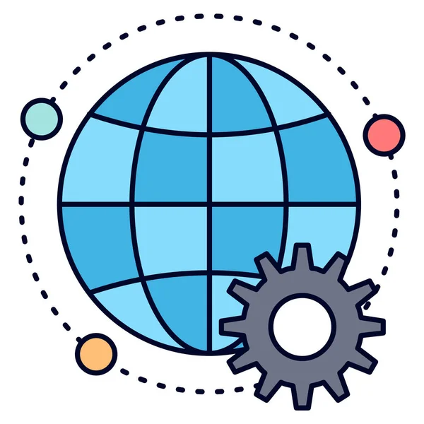 Icono Multijugador Globo Conectado Estilo Contorno Lleno — Archivo Imágenes Vectoriales