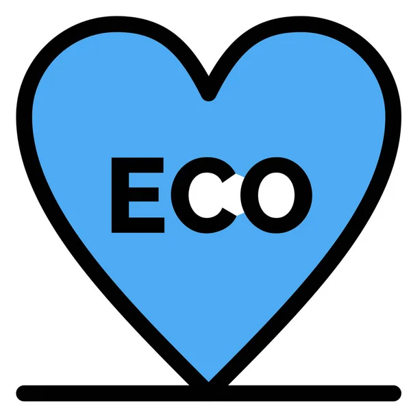 Ícone Coração Ambiente Eco Estilo Esboço Preenchido — Vetor de Stock