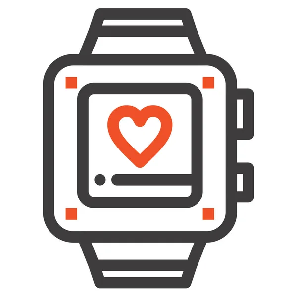 Reloj Mano Corazón Amor Icono Estilo Esquema — Vector de stock