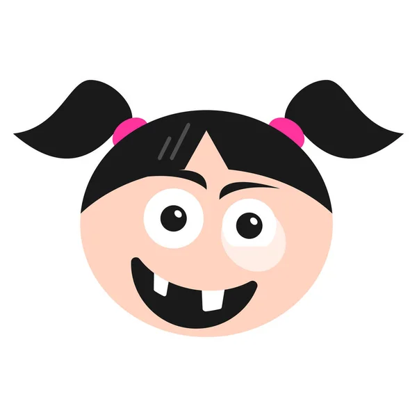 Ikon Gadis Wajah Emoji Dalam Gaya Datar - Stok Vektor