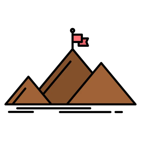 Bandera Montaña Pico Icono Estilo Contorno Lleno — Vector de stock