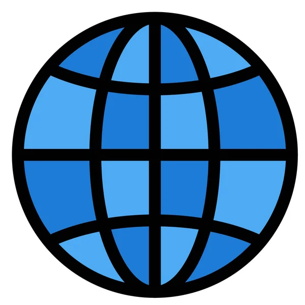 Icône Internet Globe Design Dans Style Contour Rempli — Image vectorielle