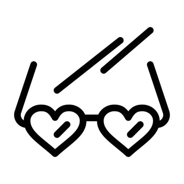 Gafas Día Icono Del Corazón Estilo Del Esquema — Vector de stock