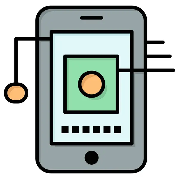 Icône Mobile Matérielle Cellule Dans Style Contour Rempli — Image vectorielle