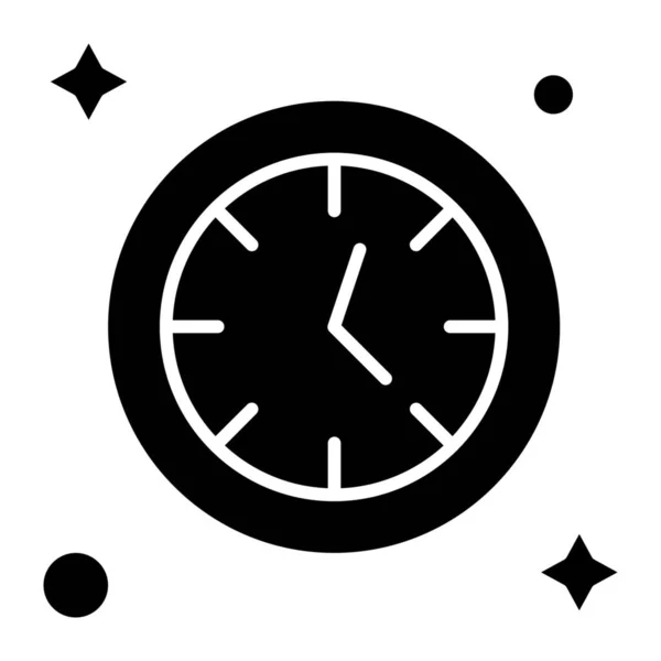 Clock Time Watch Icon Solid Style — Stock Vector