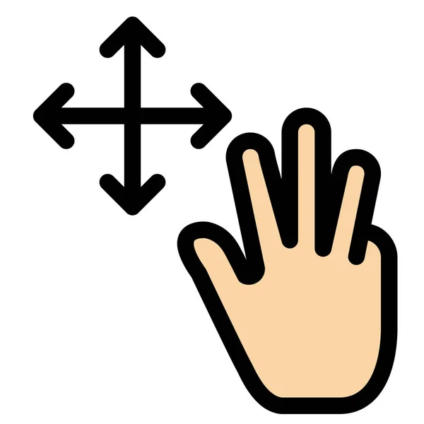 Χειρονομίες Δάχτυλο Κρατήσει Εικονίδιο Στυλ Γεμάτο Περίγραμμα — Διανυσματικό Αρχείο