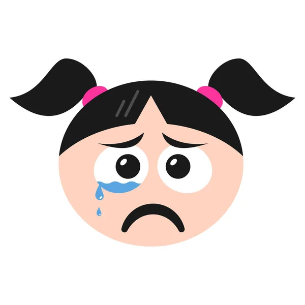 Huilen Emoji Emoticon Icoon Platte Stijl — Stockvector