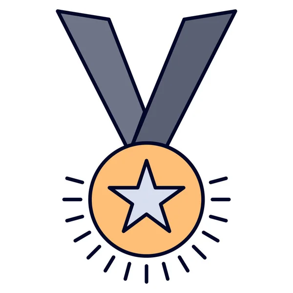 Значок Почётной Медали Стиле Заполненного Контура — стоковый вектор