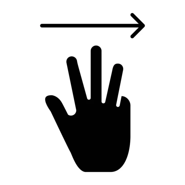 Значок Курсора Правой Руки Твердом Стиле — стоковый вектор