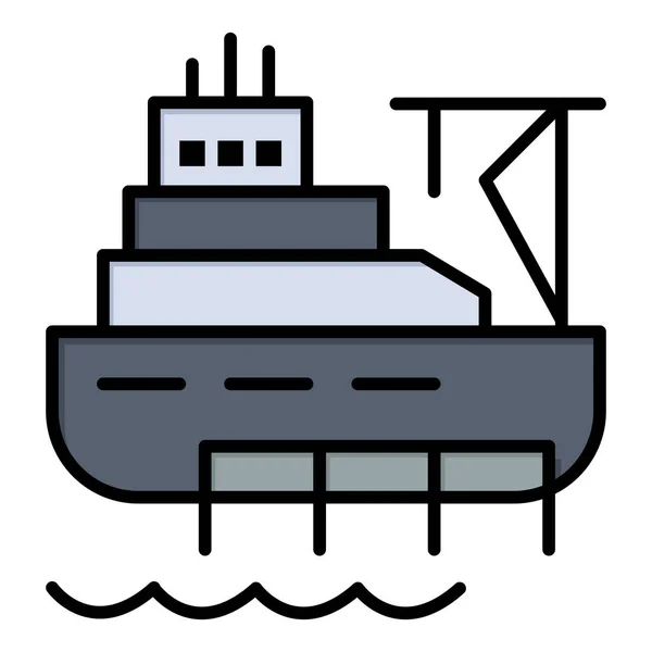 Boat Cargo Construction Icon Filled Outline Style — Stock Vector