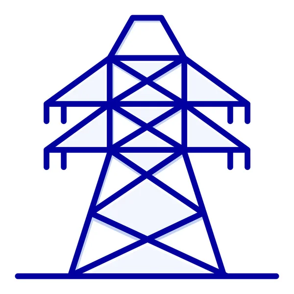 Icône Tour Énergie Électrique Dans Style Contour Rempli — Image vectorielle