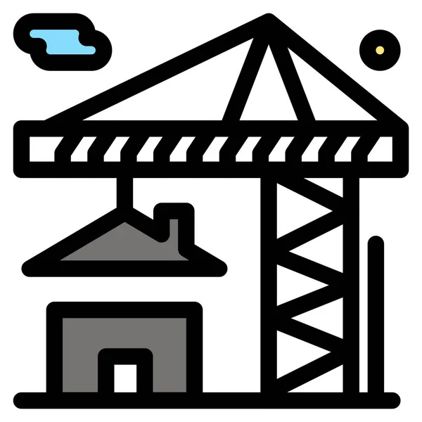 Gebouw Kraan Landgoed Icoon Gevulde Outline Stijl — Stockvector