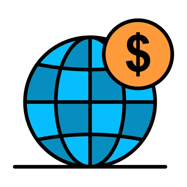 Бізнес Долар Глобальна Іконка Заповненому Стилі — стоковий вектор
