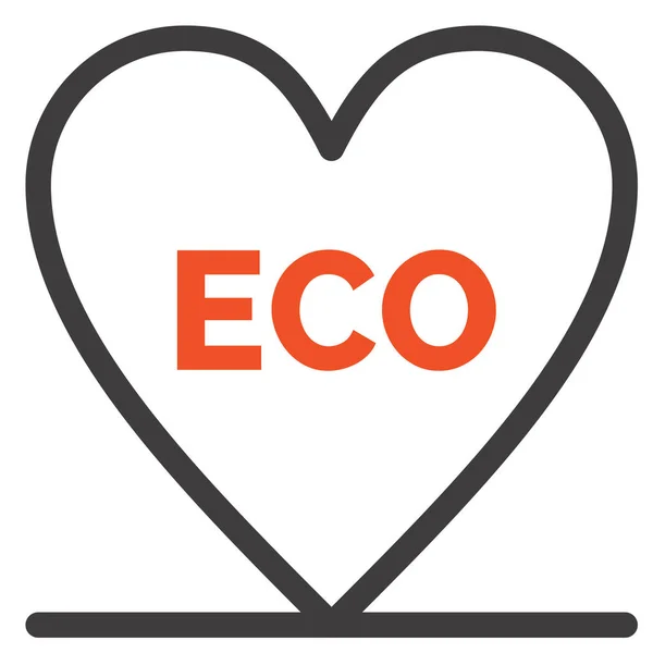 Eco Ambiente Corazón Icono Estilo Del Esquema — Archivo Imágenes Vectoriales