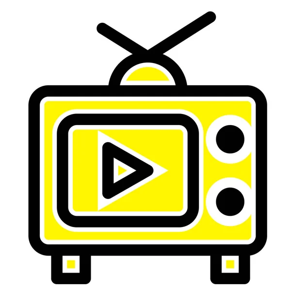 Play Television Icon Filled Outline Style — Stock Vector