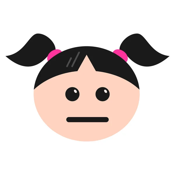 Expressionless Πρόσωπο Κορίτσι Εικονίδιο Επίπεδο Στυλ — Διανυσματικό Αρχείο