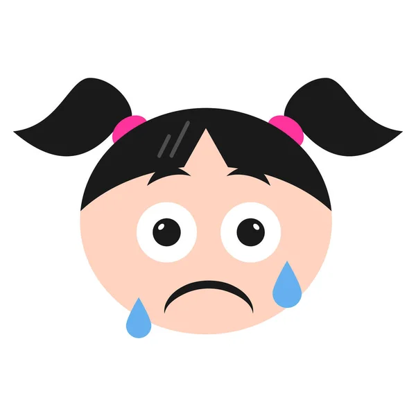 Płacząca Ikona Emoji Płaskim Stylu — Wektor stockowy