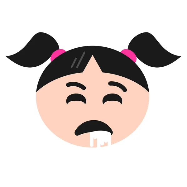 Girl Nauseated Puke Icon Flat Style — Stock Vector