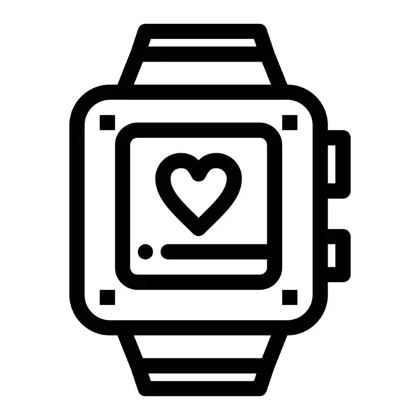 Día Reloj Mano Icono Del Corazón Estilo Del Esquema — Vector de stock