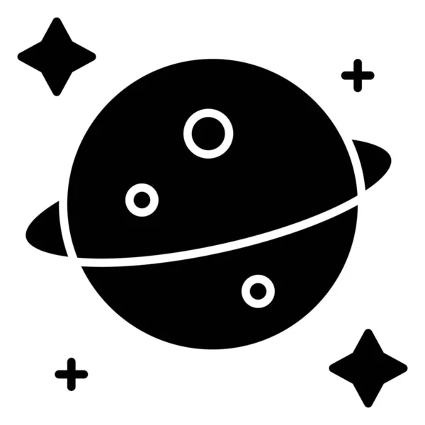 Planeta Saturn Prostor Ikona Pevném Stylu — Stockový vektor