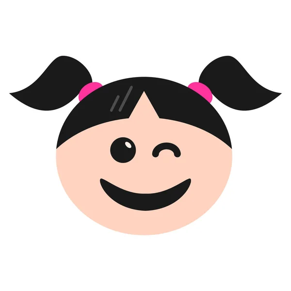 Emoji Ikon Gadis Emoticon Dalam Gaya Datar - Stok Vektor