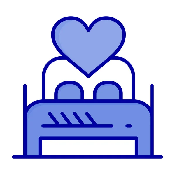 Κρεβάτι Ζευγάρι Αγάπη Εικονίδιο Στυλ Γεμάτο Περίγραμμα — Διανυσματικό Αρχείο