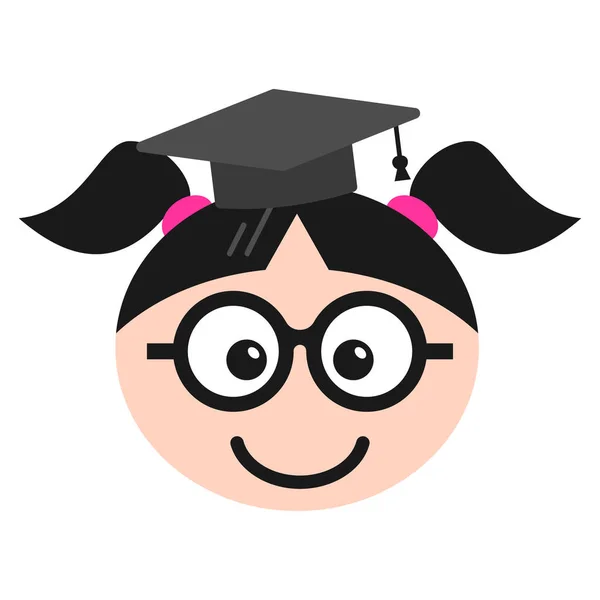 Egyetemi Végzettségű Emoji Ikon Lapos Stílusban — Stock Vector