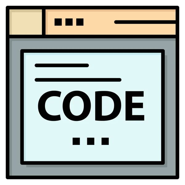 Browser Code Coding Icon Filled Outline Style — Stock Vector