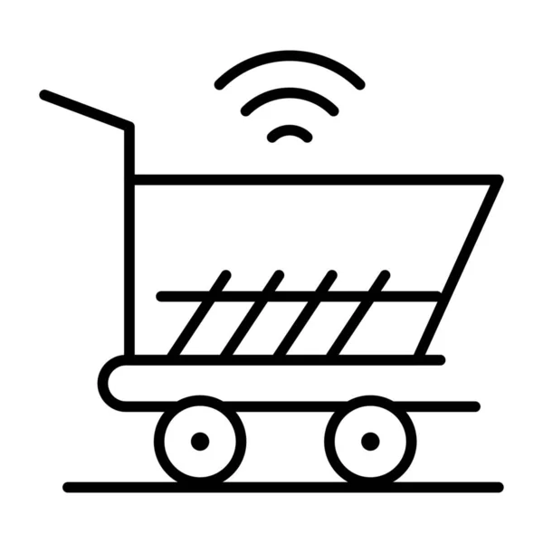 Winkelwagen Trolly Icoon Outline Stijl — Stockvector