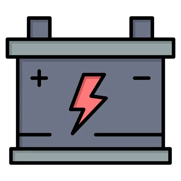 Ackumulator Batteri Bil Ikon Fylld Kontur Stil — Stock vektor