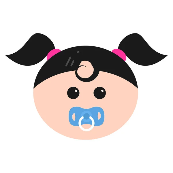 Μωρό Emoji Κορίτσι Εικονίδιο Επίπεδη Στυλ — Διανυσματικό Αρχείο