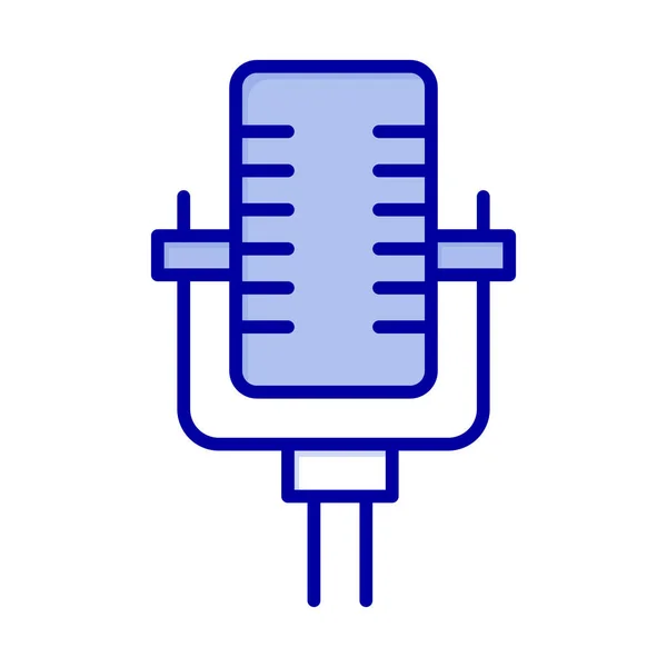 Icône Enregistrement Multimédia Microphone Dans Style Contour Rempli — Image vectorielle