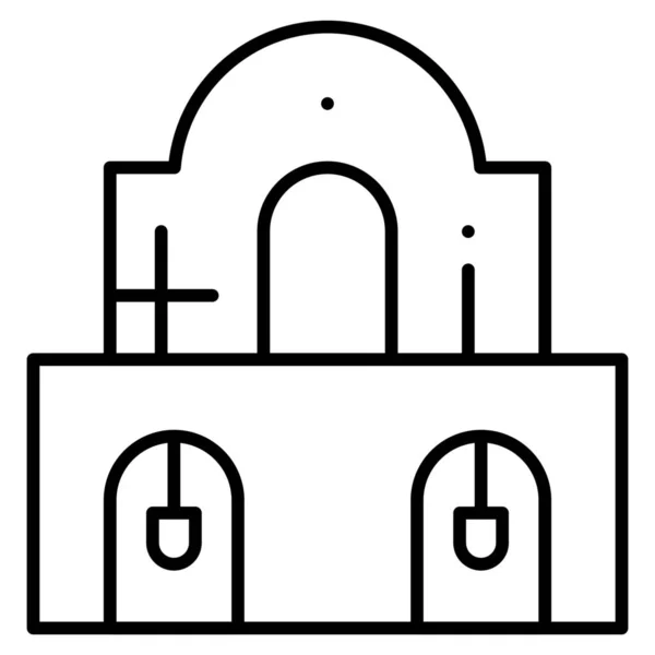 Bâtiment Icône Église Noël Dans Style Contour — Image vectorielle