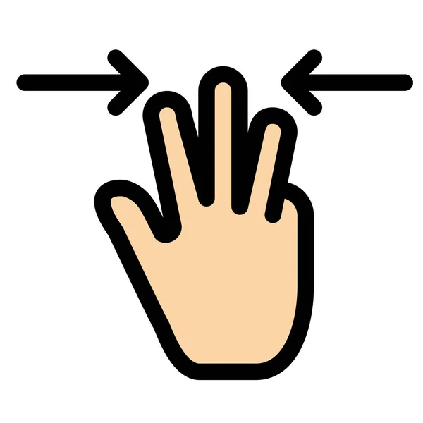 指のジェスチャーの手のアイコンを記入アウトラインスタイルで — ストックベクタ