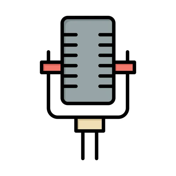 Icône Enregistrement Multimédia Microphone Dans Style Contour Rempli — Image vectorielle