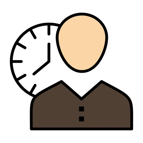 Clock Hours Man Icon Filled Outline Style — Stock Vector