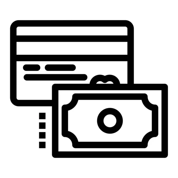 Tarjeta Crédito Icono Dinero Estilo Esquema — Vector de stock