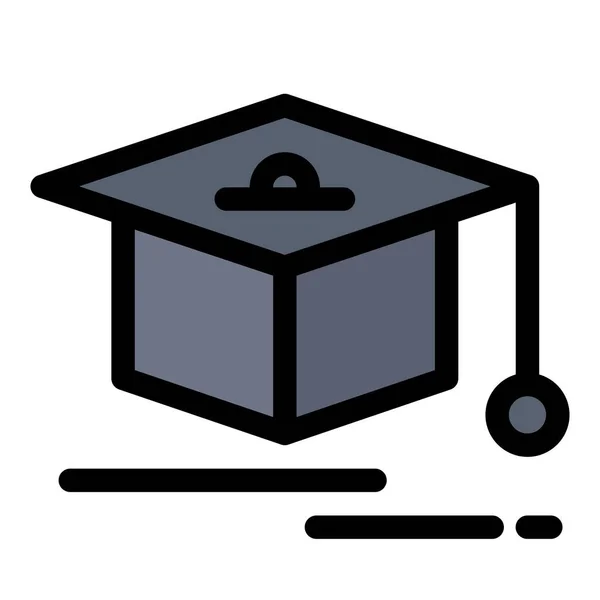 Cap Icono Graduación Educación Estilo Contorno Lleno — Vector de stock