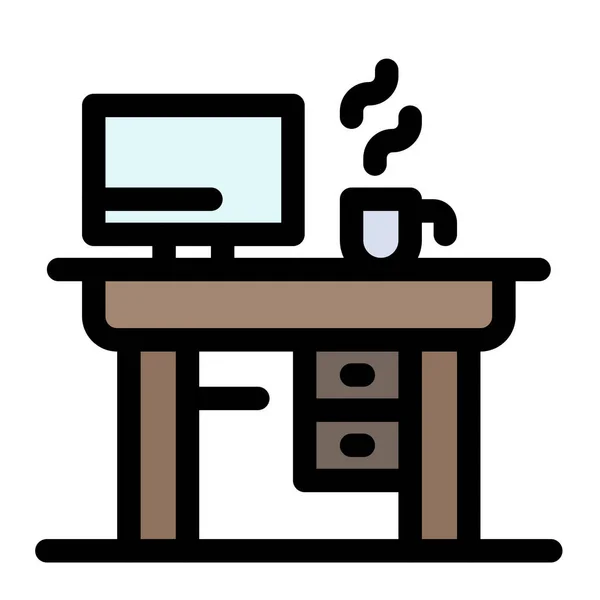 Job Laptop Office Icon Filled Outline Style — Stock Vector