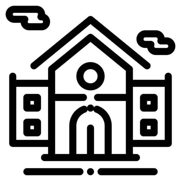 Building Estate Real Icon Outline Style — Stock Vector