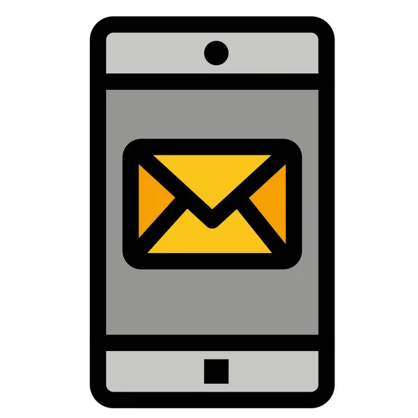 Application Mail Icône Mobile Dans Style Contour Rempli — Image vectorielle