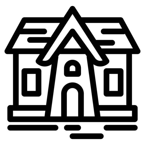 Будівля Іконка Будинку Нерухомості Стилі Контур — стоковий вектор