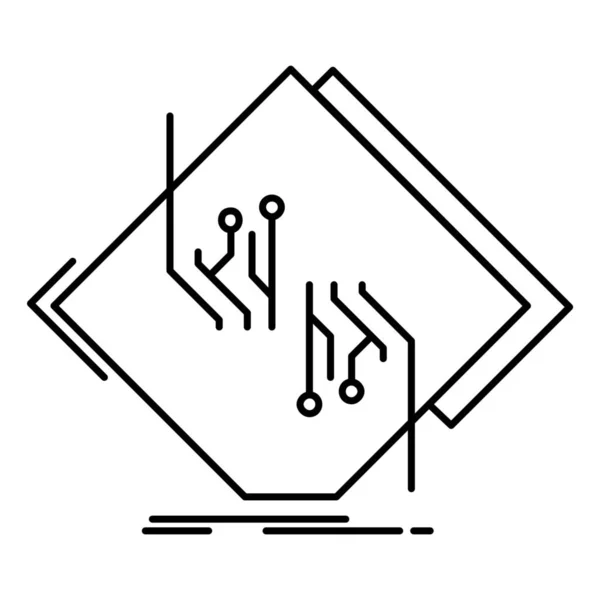 Leiterplattenchip Schaltungssymbol Umrissstil — Stockvektor