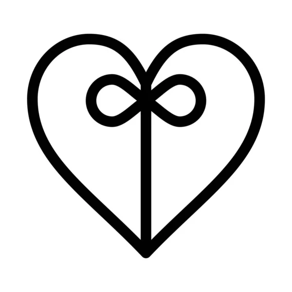 Ημέρα Δώρο Εικονίδιο Καρδιά Στυλ Περίγραμμα — Διανυσματικό Αρχείο