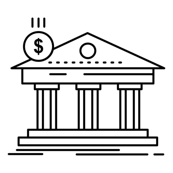 Архітектурний Банківський Значок Стилі Контур — стоковий вектор