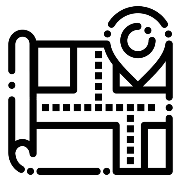 Landgoed Locatie Kaart Pictogram Omtrek Stijl — Stockvector